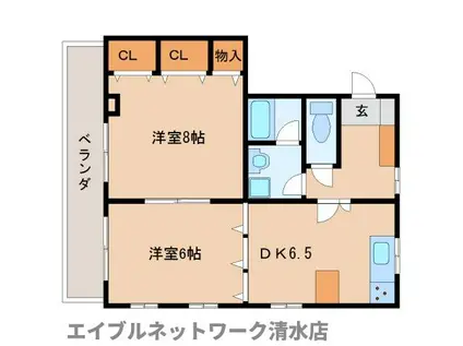 アヴェニュー清水(2DK/3階)の間取り写真