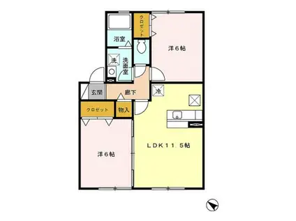 セジュール雅(2LDK/1階)の間取り写真