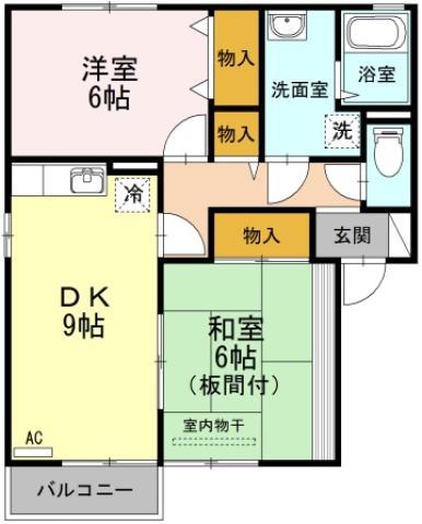 サンライズ蔵本(2DK/1階)の間取り写真