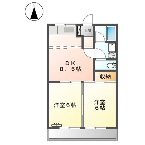 加賀野コーポII(2DK/2階)の間取り写真