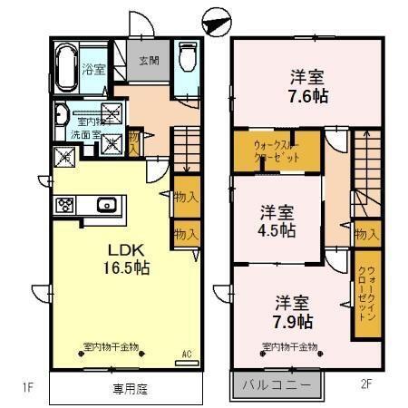 セレッソさくら B棟(3LDK/1階)の間取り写真