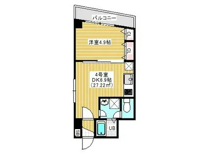 カイテキースII(1DK/3階)の間取り写真