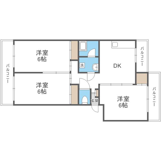 フォーサイト紫R・VIEW TERRACE(3DK/4階)の間取り写真