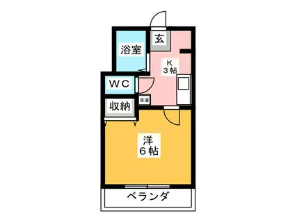 オークランドS.K(1K/3階)の間取り写真