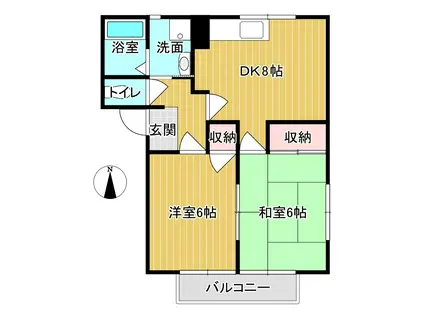 メイプルリーフIII(2DK/2階)の間取り写真