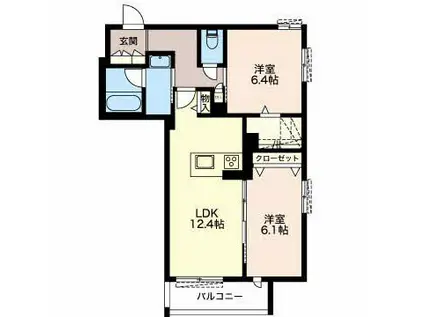 シャーメゾン恵方(2LDK/3階)の間取り写真
