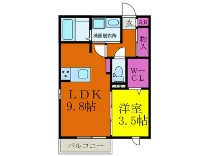 COMODO FELICE(1LDK/3階)の間取り写真