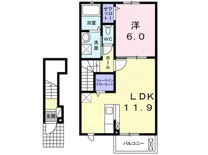 アヴァンギャルド(1LDK/2階)の間取り写真