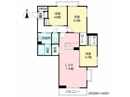 アンビエラ柳丸(3LDK/3階)の間取り写真