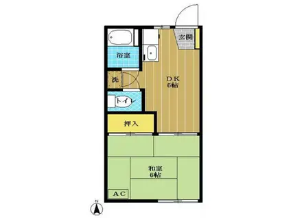 フォーブルかつら(1DK/1階)の間取り写真