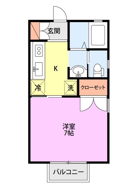 グリーンベル長潟(1K/2階)の間取り写真