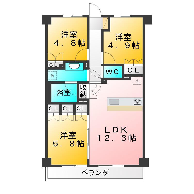 エルデンシア南大泉(3LDK/2階)の間取り写真