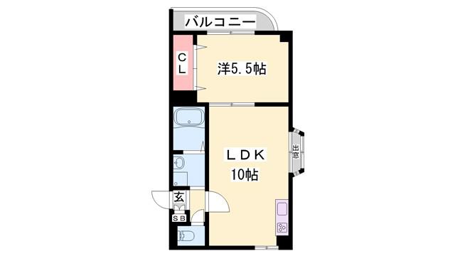 エメラ美苑II(1LDK/2階)の間取り写真