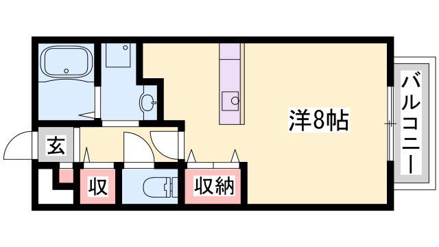 メルベーユ英賀保(1K/1階)の間取り写真