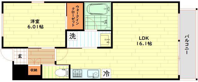 プレジオ梅田(1LDK/6階)の間取り写真