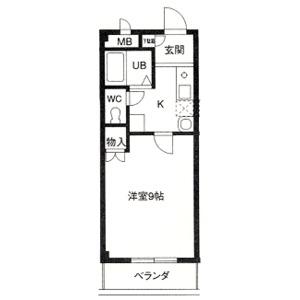 ガーデンハウス(1K/1階)の間取り写真
