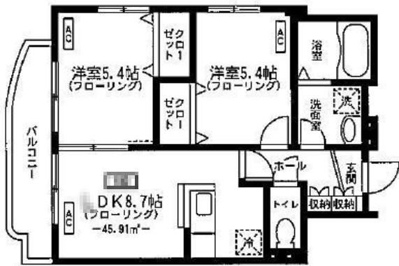 JR中央線 中野駅(東京) 徒歩8分 4階建 築13年(2DK/1階)の間取り写真