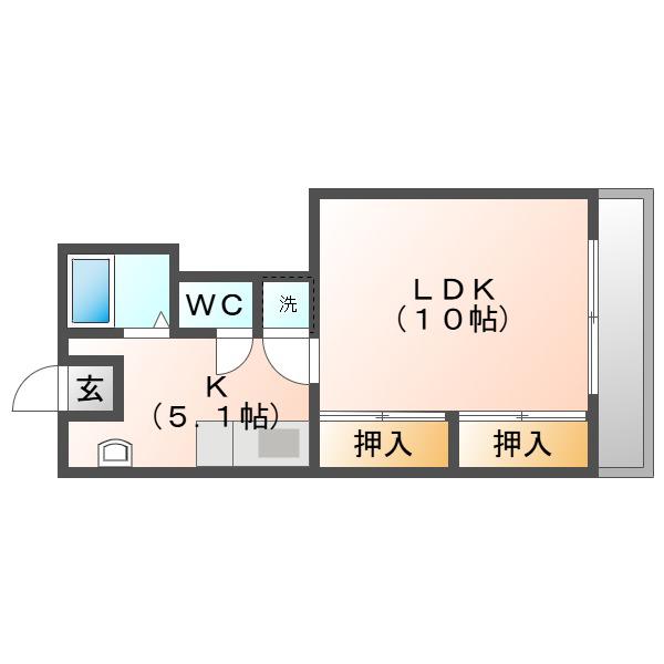 モネ上杉(1K/1階)の間取り写真