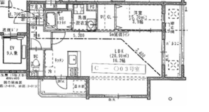 コスモ油津電器本社ビル(1LDK/2階)の間取り写真