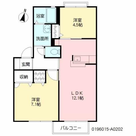 シャーメゾン陽光A棟(2LDK/2階)の間取り写真