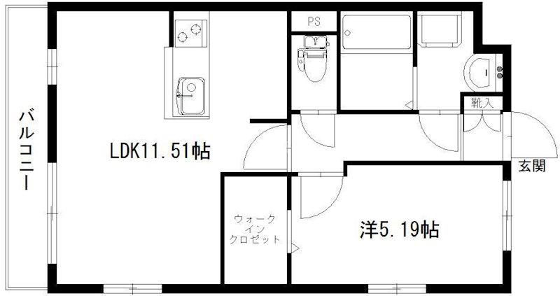 グランソレイユ(1LDK/2階)の間取り写真