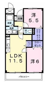 ポレール伊川 II(2LDK/2階)の間取り写真