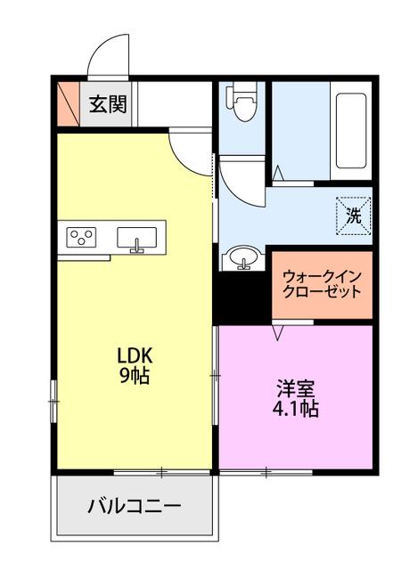 メモワール万代(1LDK/2階)の間取り写真