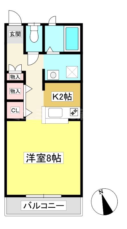 キャビンエンデバー(ワンルーム/2階)の間取り写真