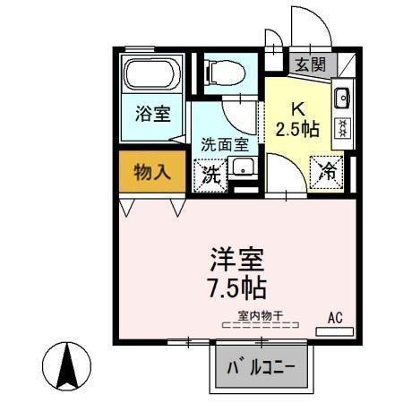 マルベリー弐番館(1K/2階)の間取り写真