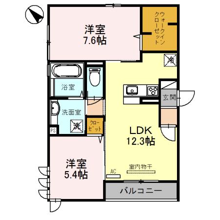 エル ビエントII(2LDK/2階)の間取り写真