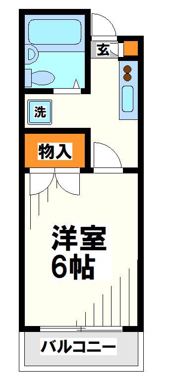 ヴィラ西調布(1K/2階)の間取り写真