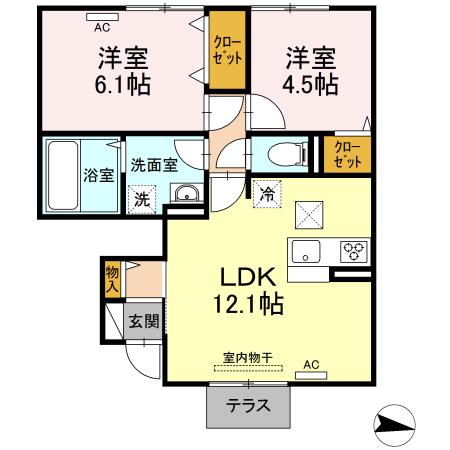 LE LIEN AJ III(2LDK/1階)の間取り写真