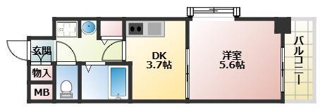 レジュールアッシュ梅田レジデンス(1DK/5階)の間取り写真