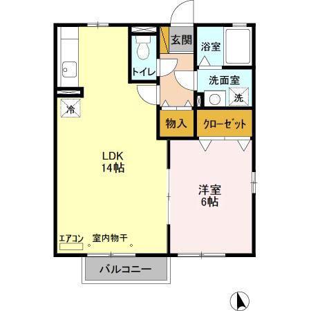ストリーム F(1LDK/2階)の間取り写真