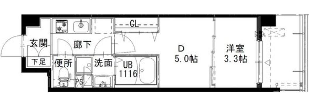 アルティザ姫路(1DK/12階)の間取り写真