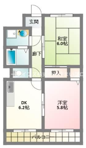 エムプラザ楠根弐番館(2DK/5階)の間取り写真