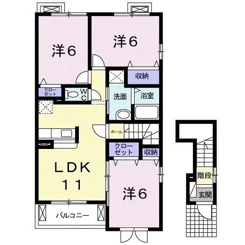 ロイヤルモーメントII(3LDK/2階)の間取り写真