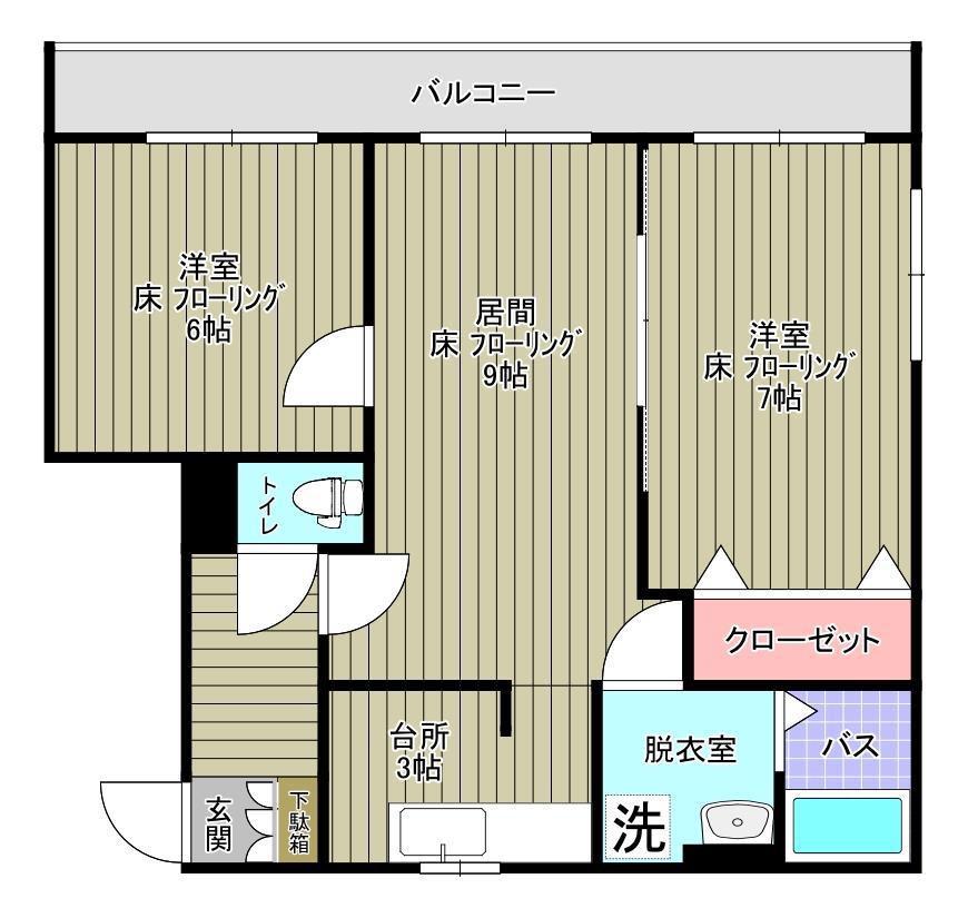 小町川LIVE(2LDK/3階)の間取り写真