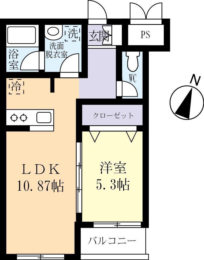 LUANA守谷駅西口マンション(1LDK/3階)の間取り写真