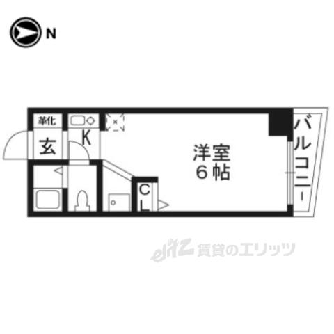 シボラ六条高倉(1K/2階)の間取り写真