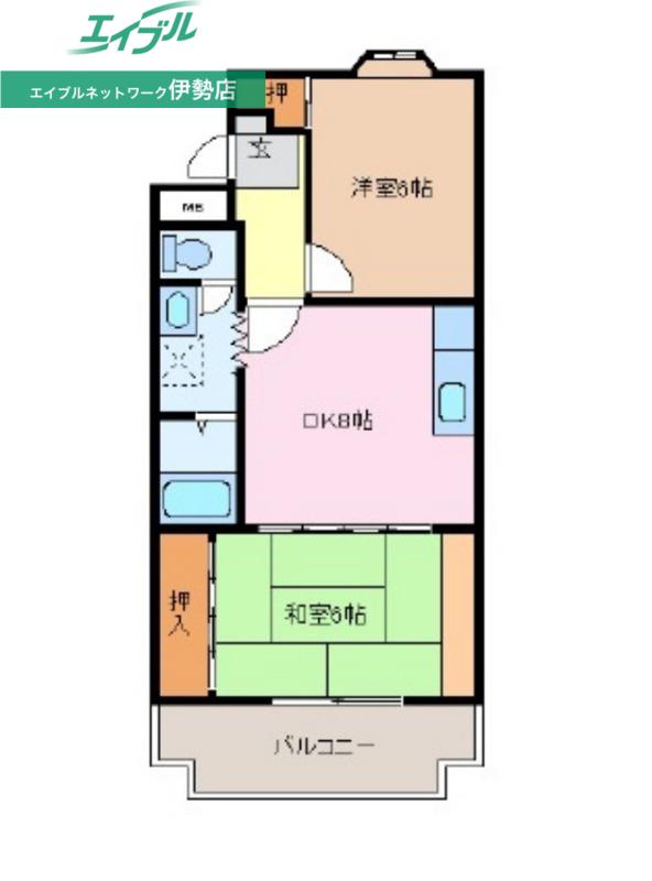 松月マンション(2DK/2階)の間取り写真