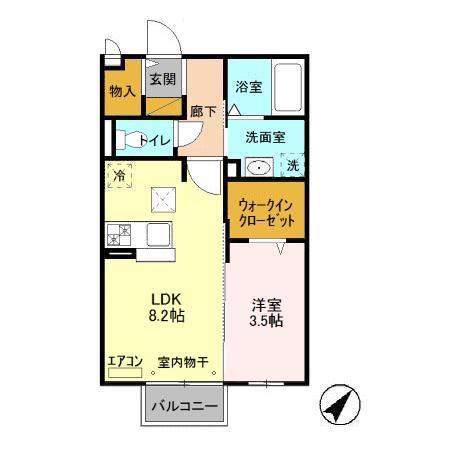 ラマージュおおたかの森(1LDK/1階)の間取り写真