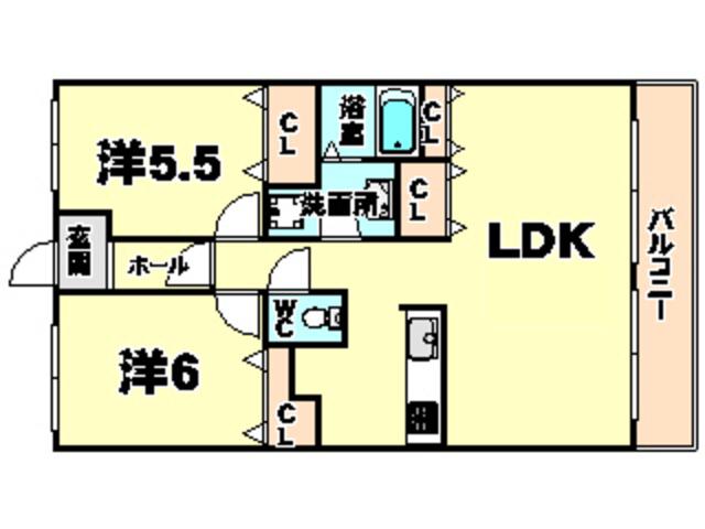 HIYODORI(2LDK/1階)の間取り写真