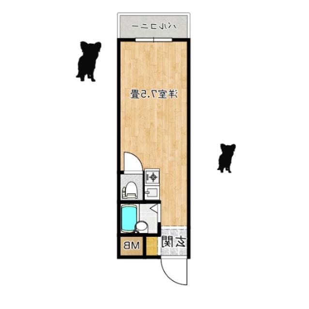 SENSE富田林(ワンルーム/2階)の間取り写真