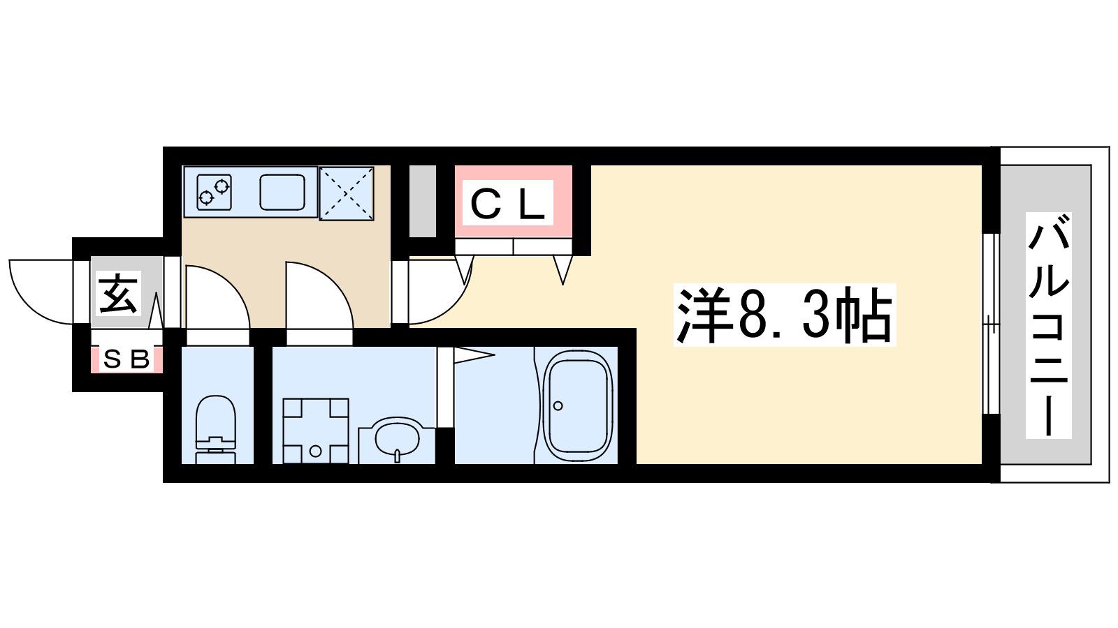 エスリード江坂公園(1K/3階)の間取り写真