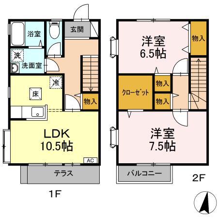 メゾン欅 B(1LDK/1階)の間取り写真