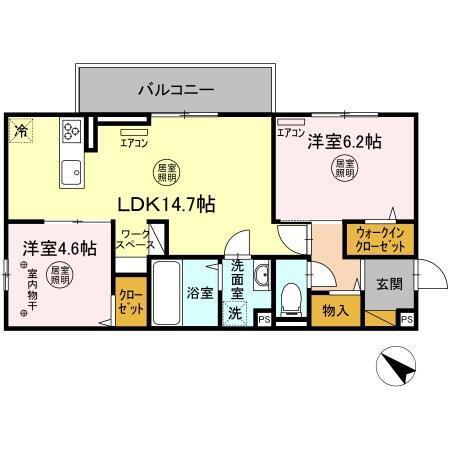 リゾナーレアクア(2LDK/2階)の間取り写真