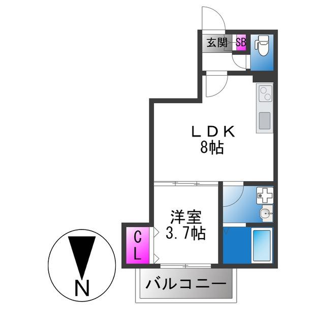D PORTA REFINARD(1LDK/2階)の間取り写真