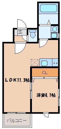 リテラ井尻クアトロ(1LDK/1階)の間取り写真