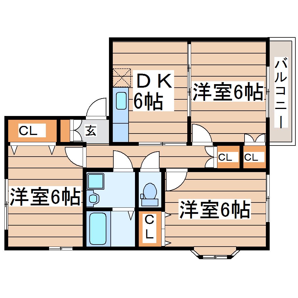 プレミールII(3DK/1階)の間取り写真